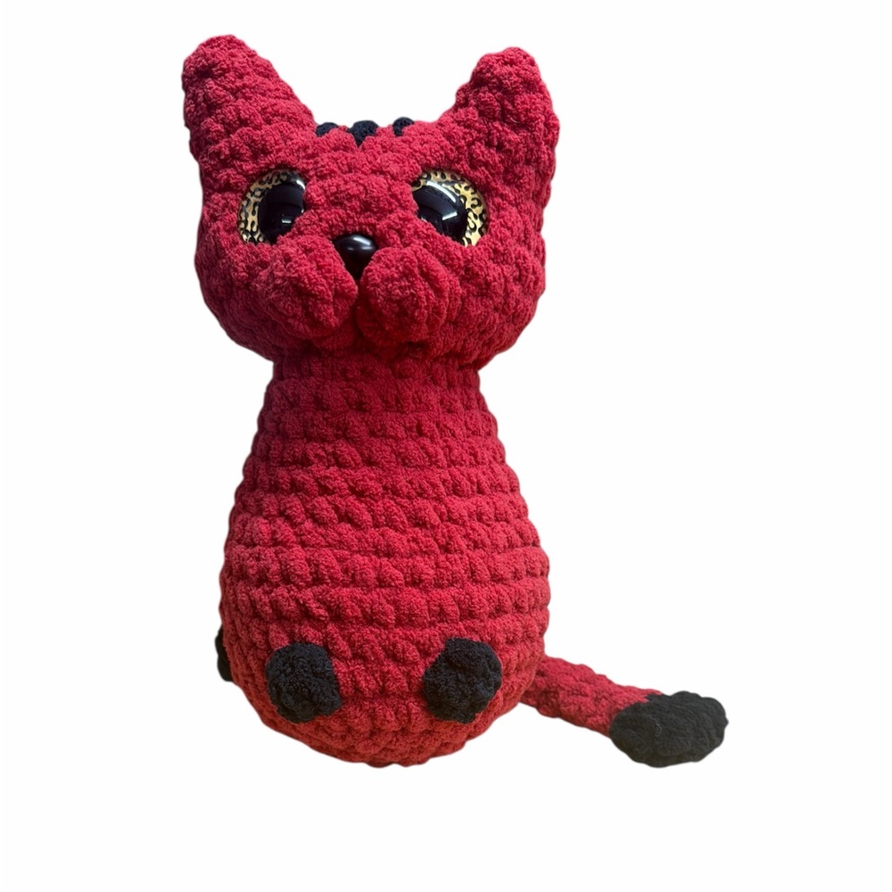 Plush Red and Black Cat Toy